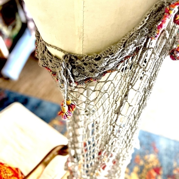 GRAY BIKINI AND SWIM COVER SET WITH MULTI COLORED TASSELS - Picture 16 of 17